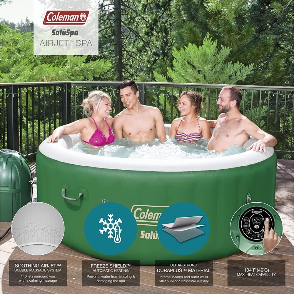 NEW!! Coleman SaluSpa Inflatable Hot Tub W/ Heated Water System & Bubble Jets